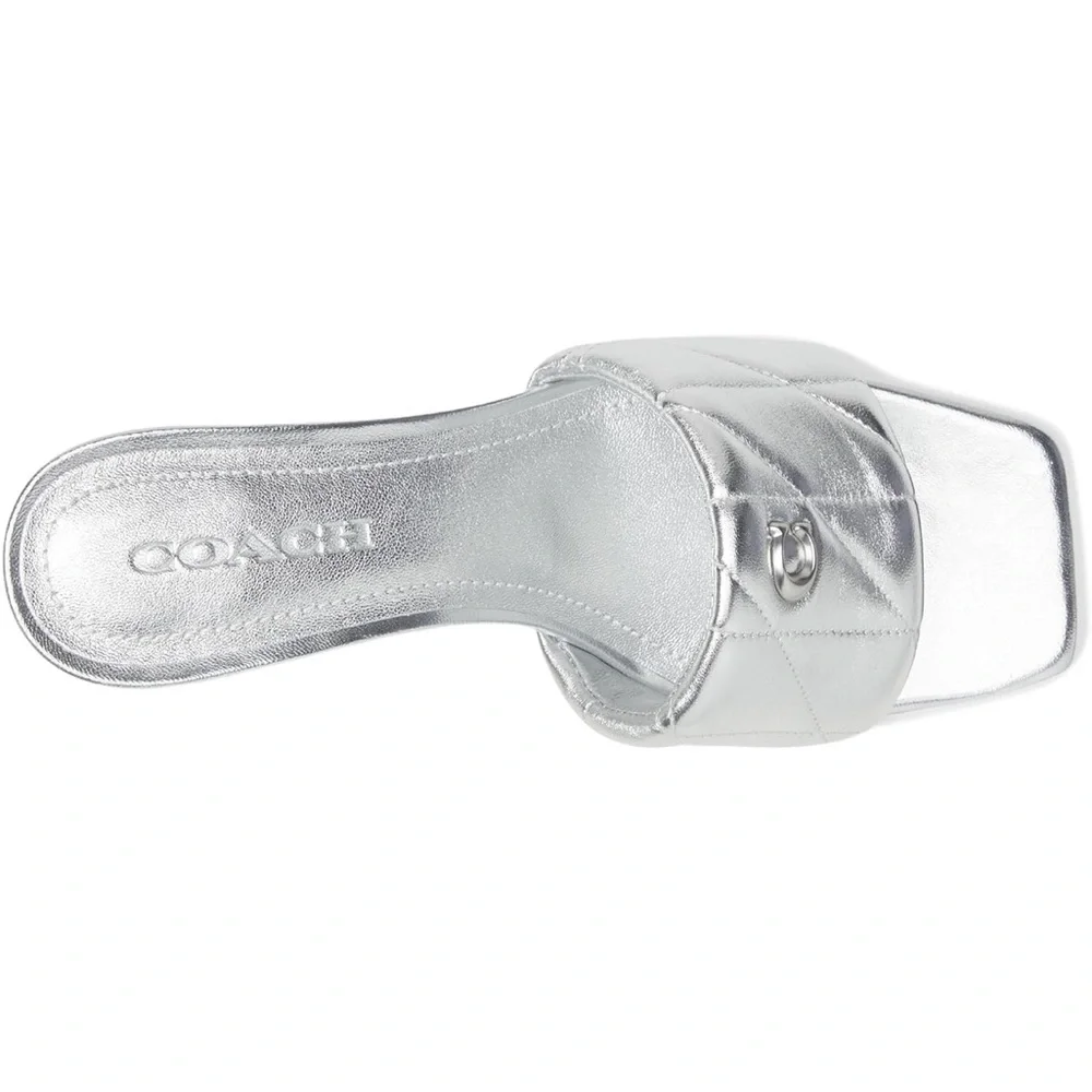 Coach Metallic Silver Heeled Mules - Picture 2 of 5